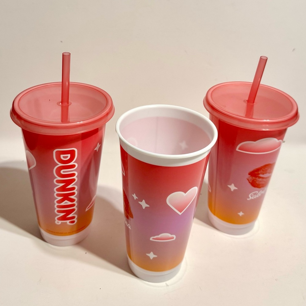 3 - LIMITED-EDITION REUSABLE SABRINA CUPS Pink/Orange Tumbler Set - Picture 2 of 4